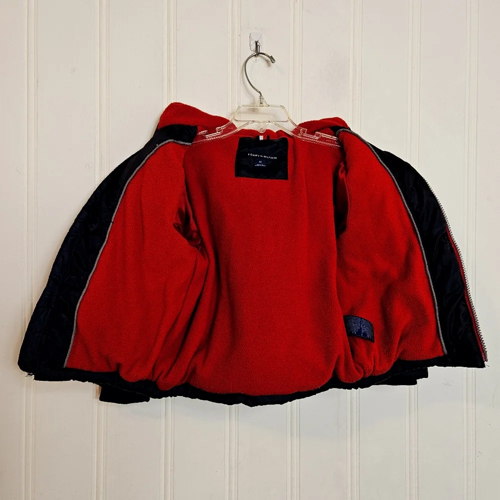 Tommy Hilfiger Boys Puffer Jacket 3T Fleece Lined Hooded Winter Coat Navy Blue